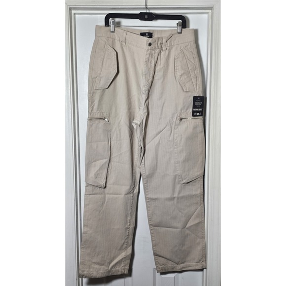 Represent Workshop Cargo Pants Men's Sz Large Cashmere Color Herringbone Cotton